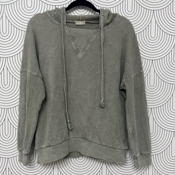 Free People Tops - Free People Movement Waffle Knit Thermal Hoodie Women Sz M Faded Grey